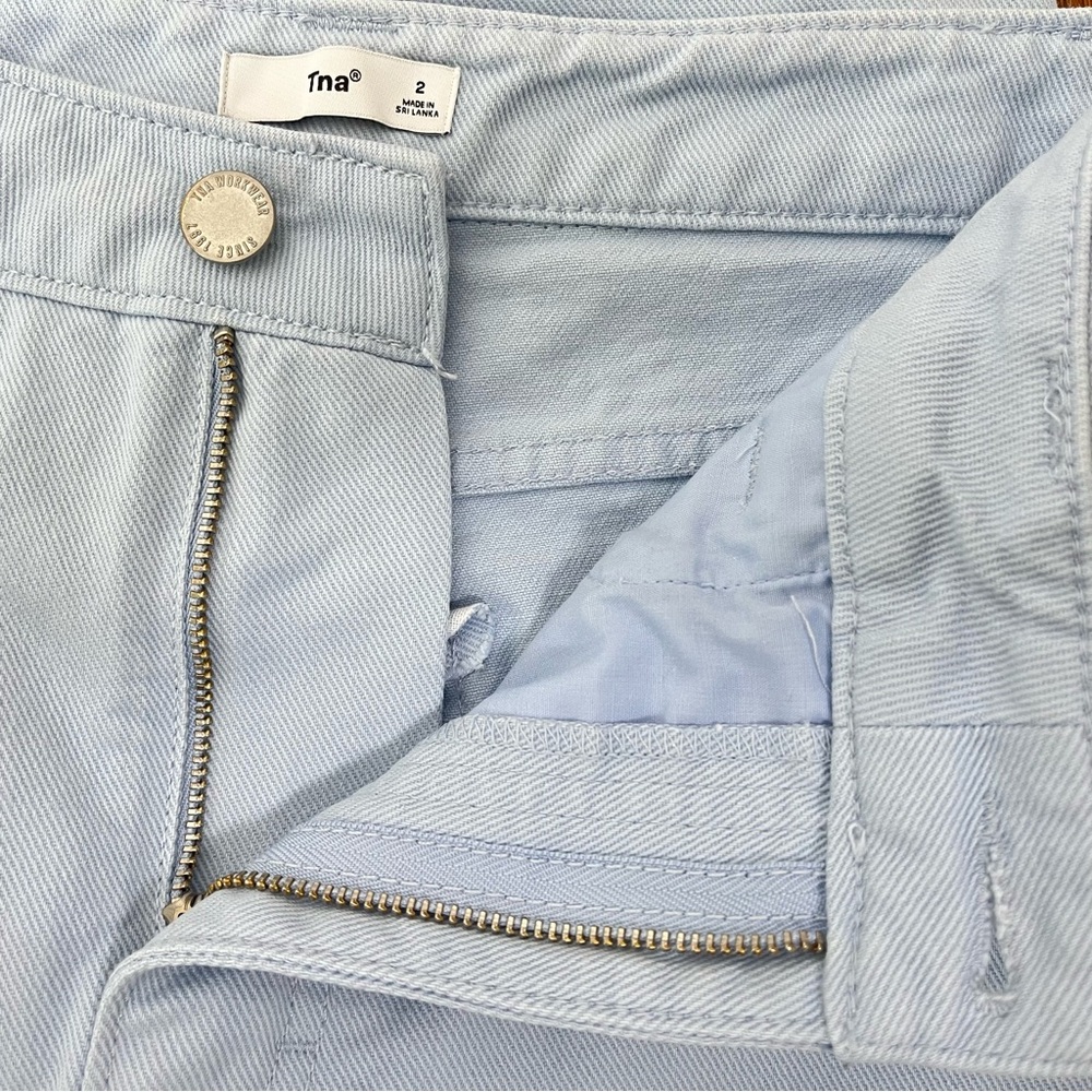 Aritzia TNA Light Blue Straight Leg 100% Cotton Cargo Pants Size 2 - Picture 4 of 15